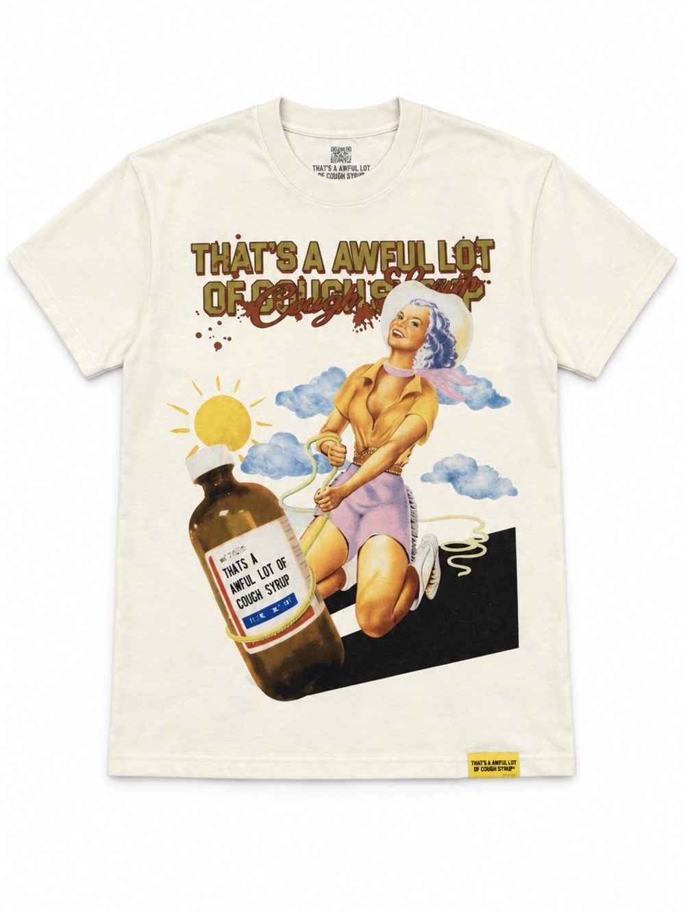 Awful Lot of Cough Syrup Lasso Bottle Tee ALOCS